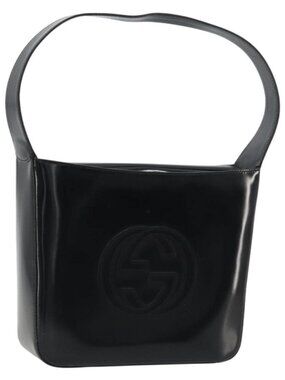 GUCCI Shoulder Bag Patent leather Black Silver 000 1013 0506 Auth 175750